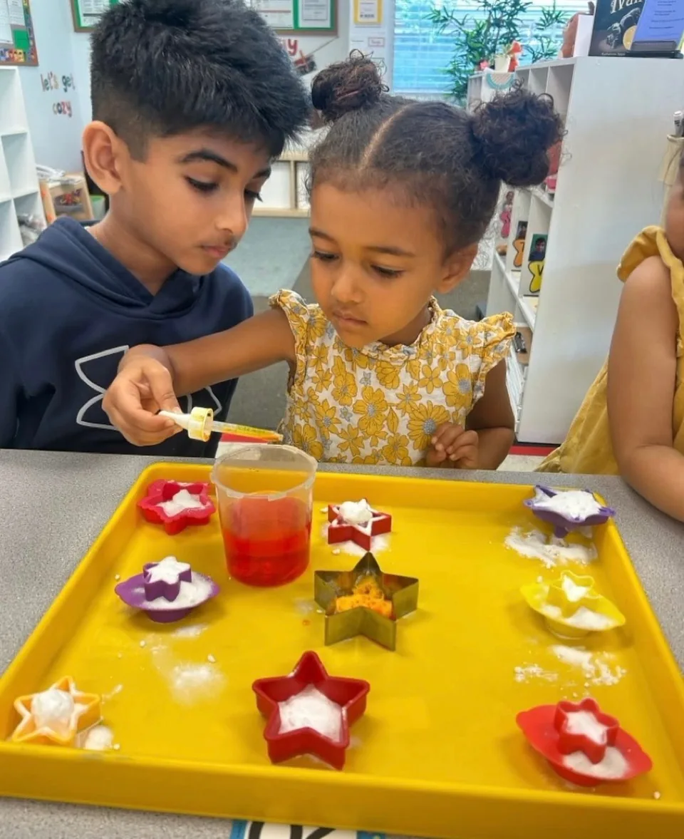 Children exploring a hands-on classroom activity